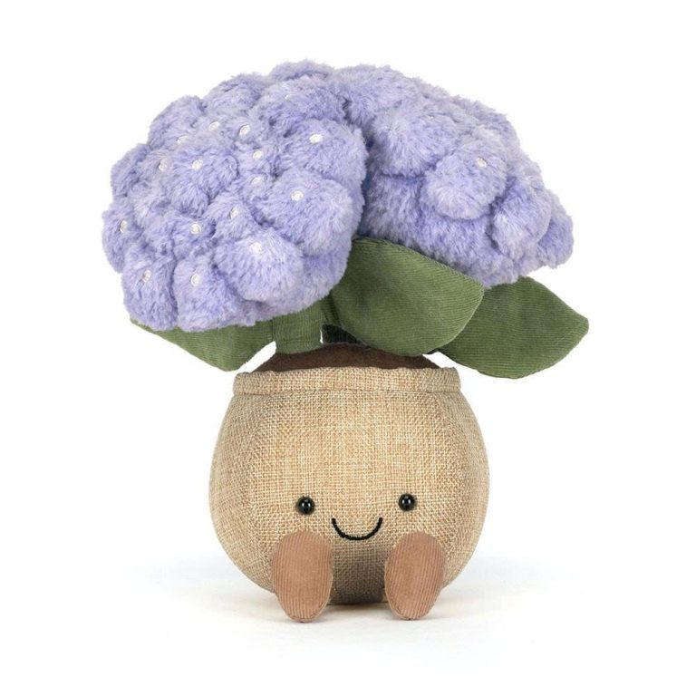 gấu bông chậu hoa màu tím dễ thương